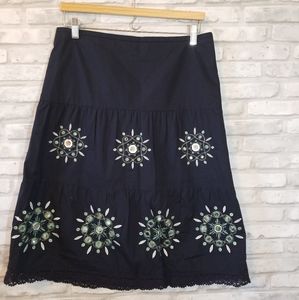 Ann Traylor Loft navy medallion layered skirt 8P